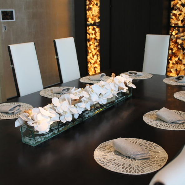 Casa Moderna Glass Plate Planter with White Orchids