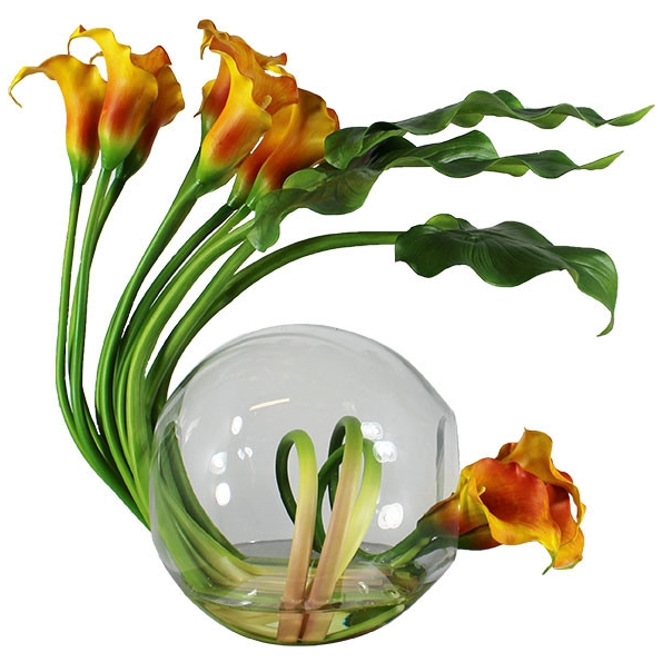 Crosswinds Vase with Mango Calla Lilies