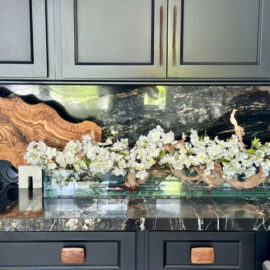 Casa Moderna Glass Planter with Cherry Blossoms