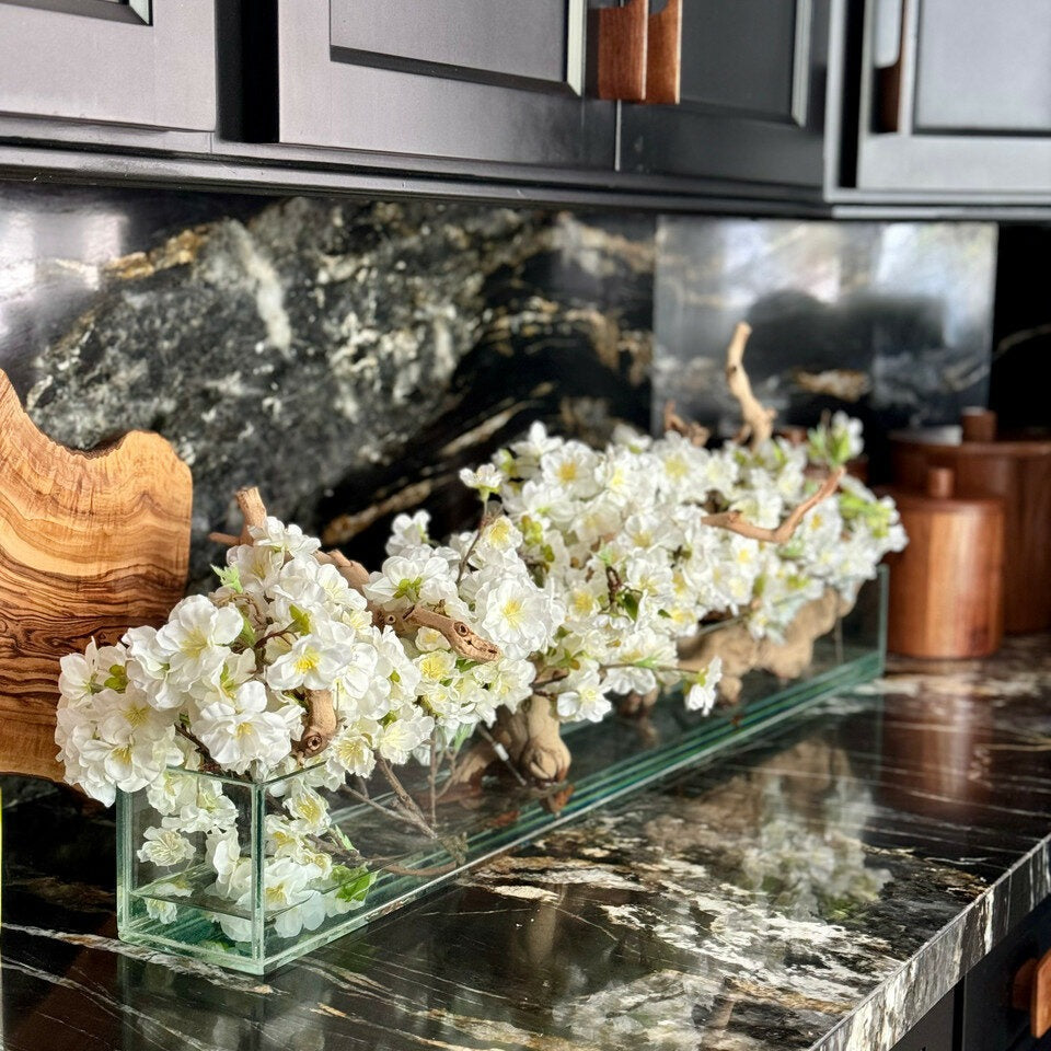 Casa Moderna Glass Planter with Cherry Blossoms