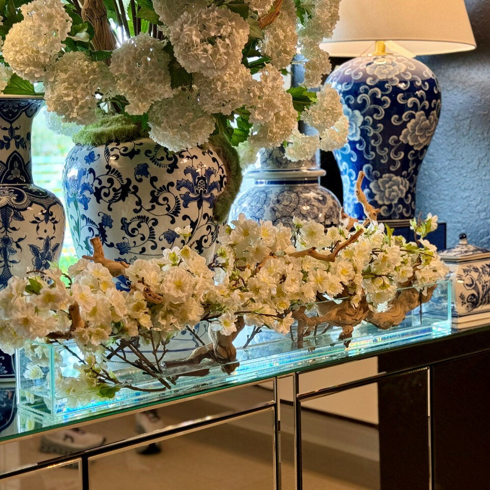 Casa Moderna Glass Planter with Cherry Blossoms