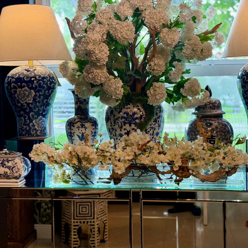 Casa Moderna Glass Planter with Cherry Blossoms