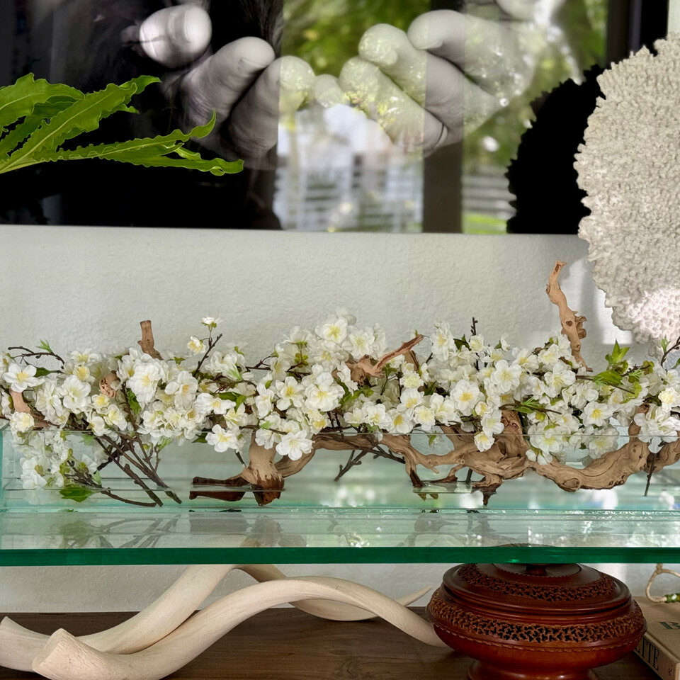 Casa Moderna Glass Planter with Cherry Blossoms