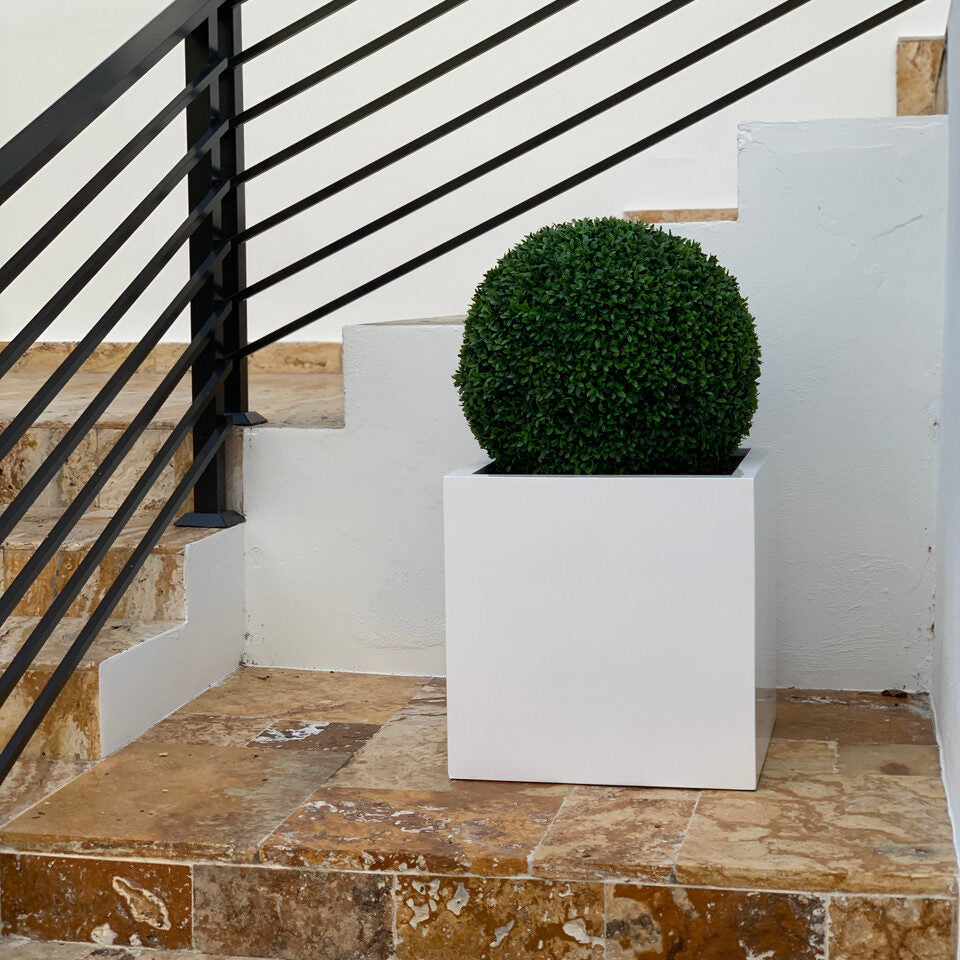 Large Block Fiberglass Planter with 20″ Topiary				
(1 in Stock)