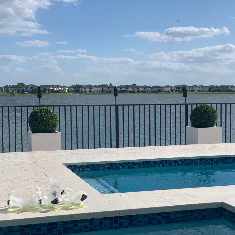 Large Block Fiberglass Planter with 20″ Topiary				
(1 in Stock)