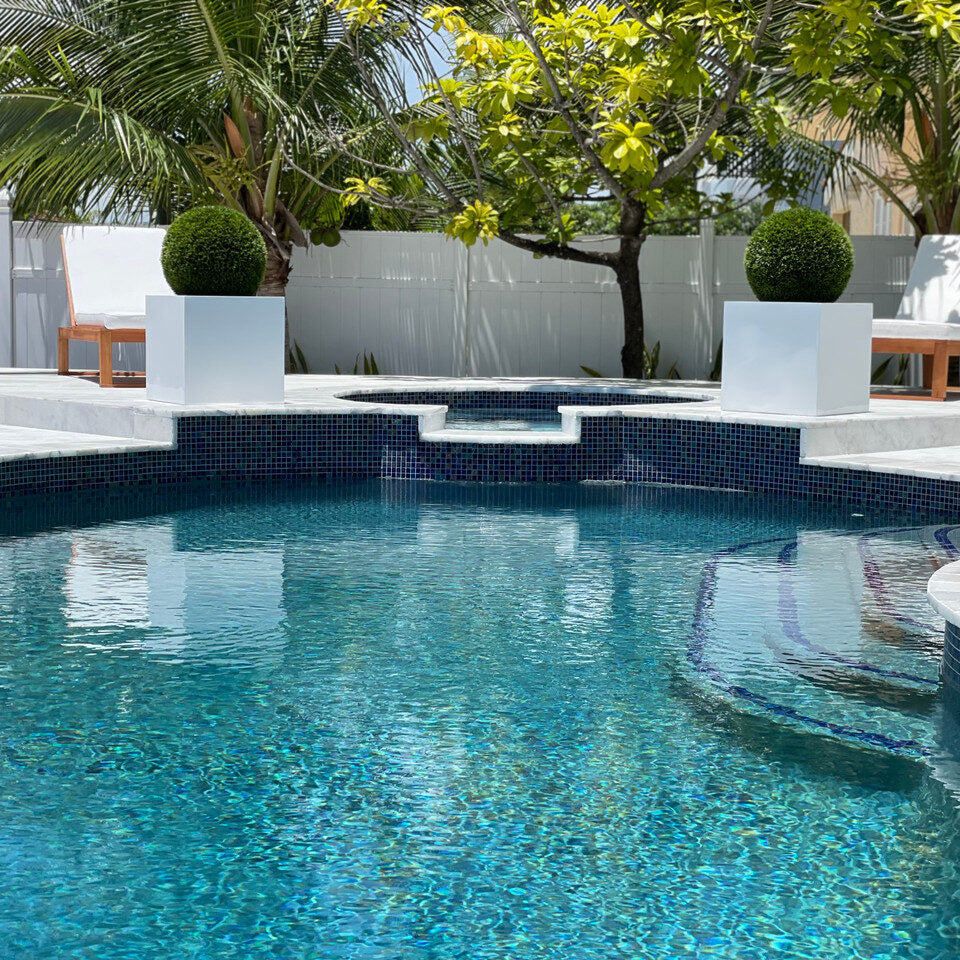 Large Block Fiberglass Planter with 20″ Topiary				
(1 in Stock)