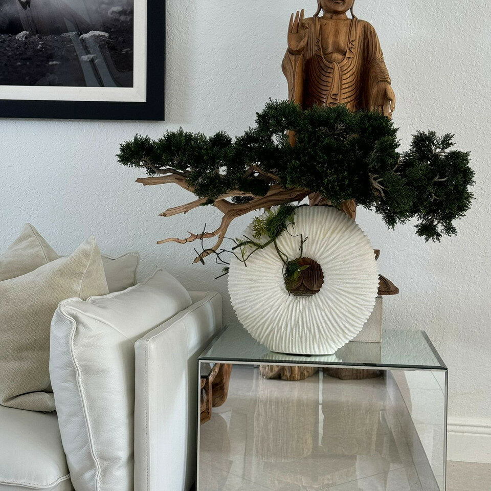 Medium Eternity Vase with Trailing Bonsai Tree and Driftwood