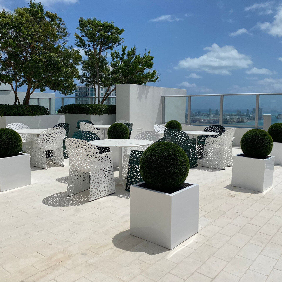 Large Block Fiberglass Planter with 20″ Topiary				
(1 in Stock)